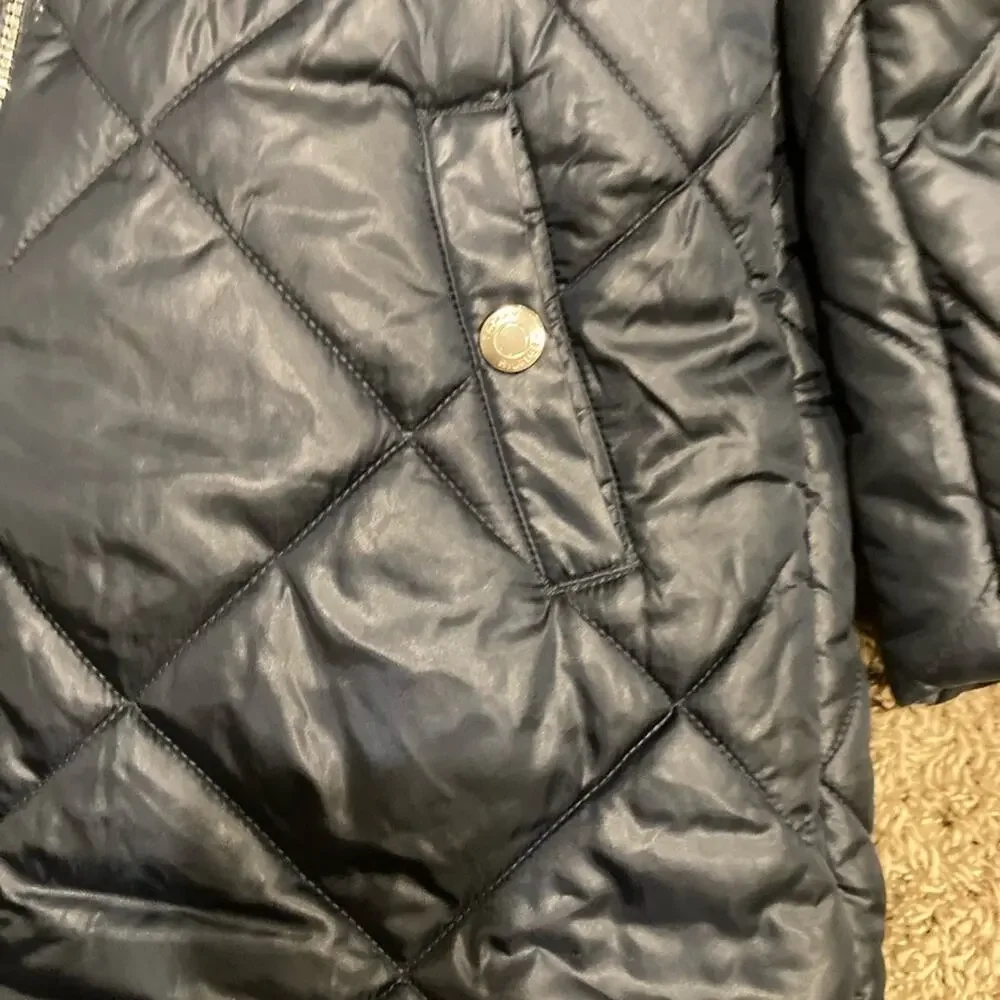 Tommy Hilfiger Big Girls Navy Quilted faux Trim Hooded Puffer Jacket/Coat L12/14